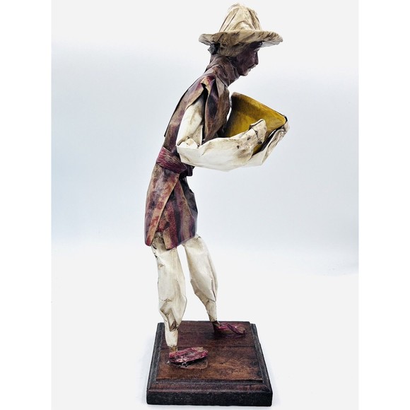 Vintage Set Of 2 Papier-Mâché Paper Mexican Men Dolls 12" ea. Handmade In Mexico - Picture 12 of 13